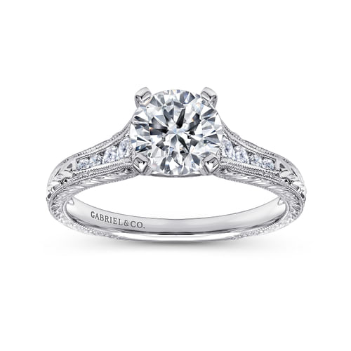14K White Gold Round Diamond Channel Set Engagement Ring