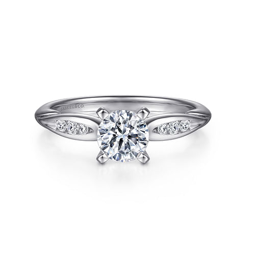 14K White Gold Round Diamond Channel Set Engagement Ring