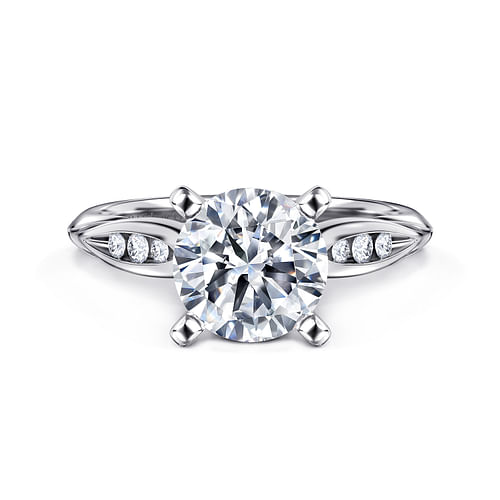 14K White Gold Round Diamond Channel Set Engagement Ring