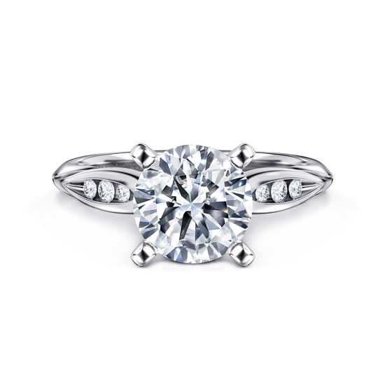 Gabriel - 14K White Gold Round Diamond Channel Set Engagement Ring