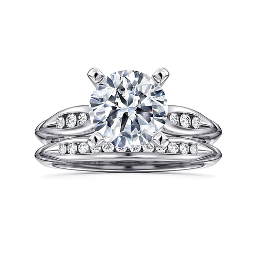 14K White Gold Round Diamond Channel Set Engagement Ring