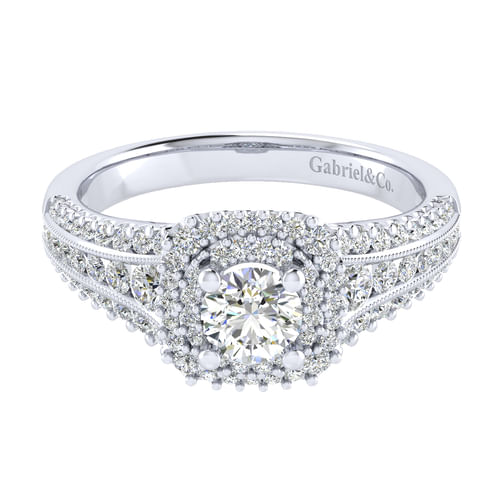 14K White Gold Round Diamond Channel Set Engagement Ring