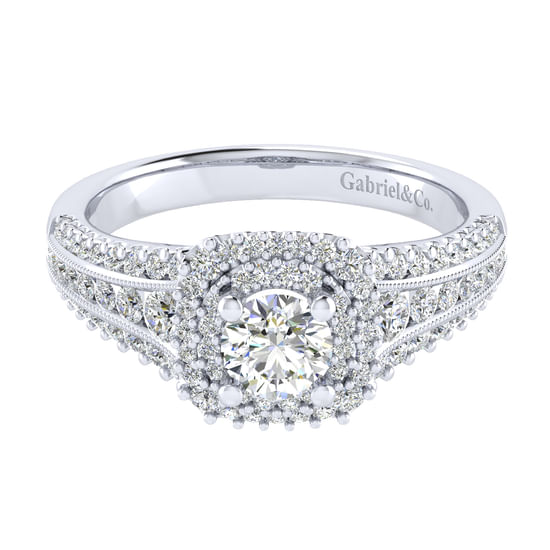 Gabriel - 14K White Gold Round Diamond Channel Set Engagement Ring