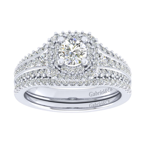 14K White Gold Round Diamond Channel Set Engagement Ring