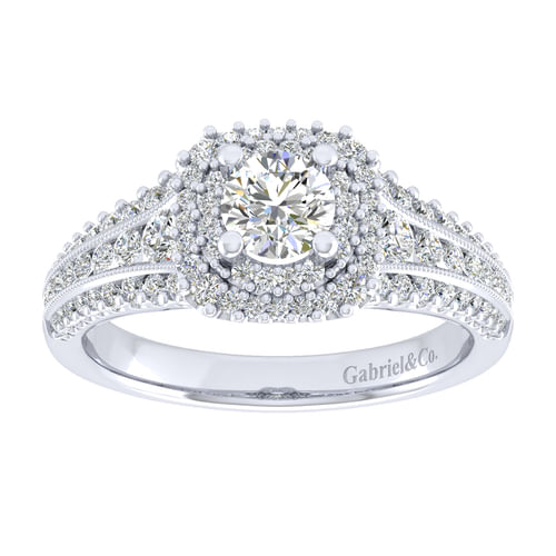 14K White Gold Round Diamond Channel Set Engagement Ring