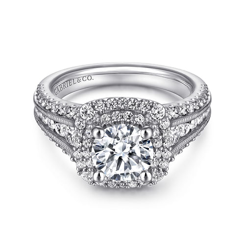 14K White Gold Round Diamond Channel Set Engagement Ring