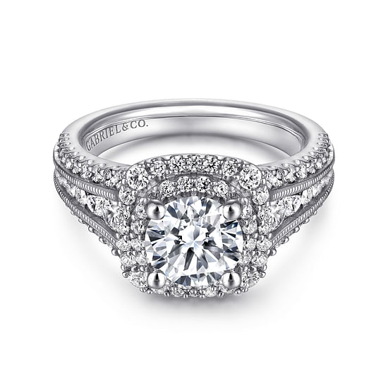 Gabriel - 14K White Gold Round Diamond Channel Set Engagement Ring