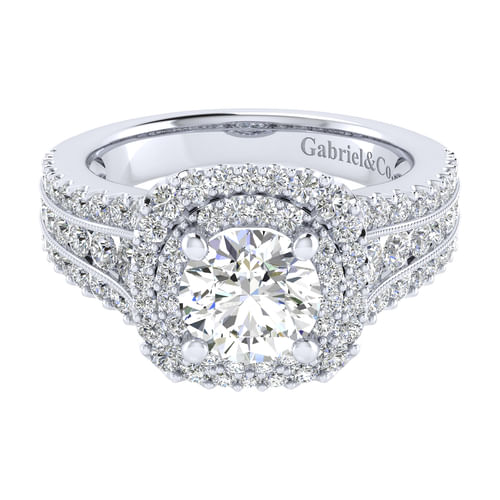 14K White Gold Round Diamond Channel Set Engagement Ring