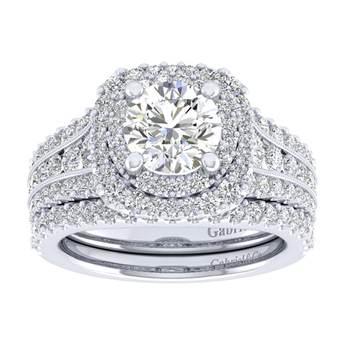 14K White Gold Round Diamond Channel Set Engagement Ring