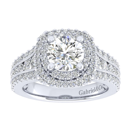 14K White Gold Round Diamond Channel Set Engagement Ring