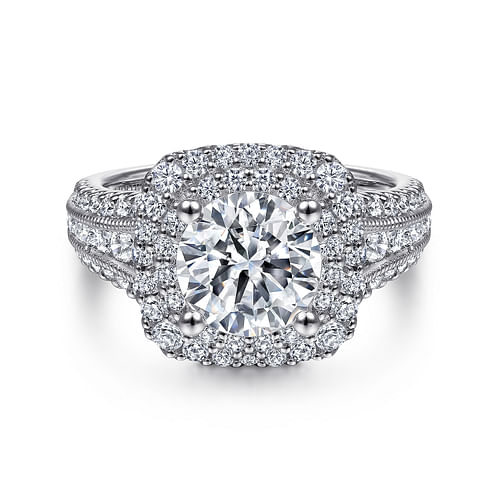 14K White Gold Round Diamond Channel Set Engagement Ring