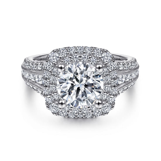 Gabriel - 14K White Gold Round Diamond Channel Set Engagement Ring