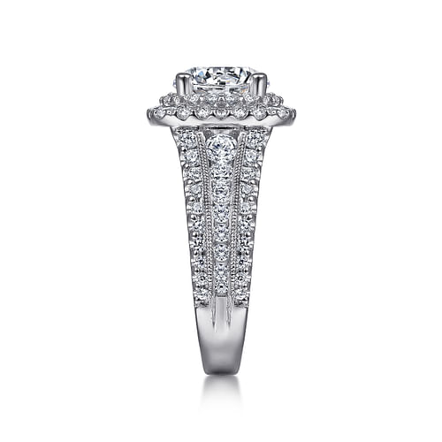 14K White Gold Round Diamond Channel Set Engagement Ring