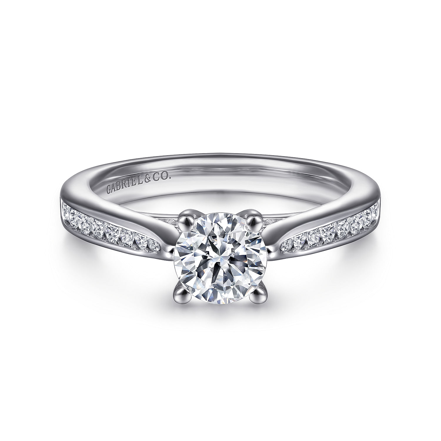 Gabriel - 14K White Gold Round Diamond Channel Set Engagement Ring