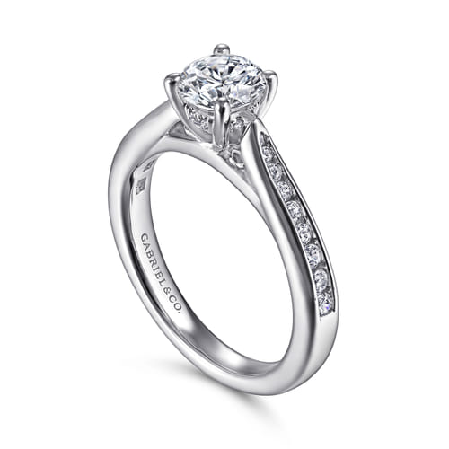 14K White Gold Round Diamond Channel Set Engagement Ring