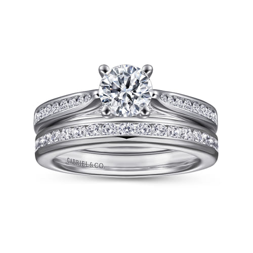 14K White Gold Round Diamond Channel Set Engagement Ring
