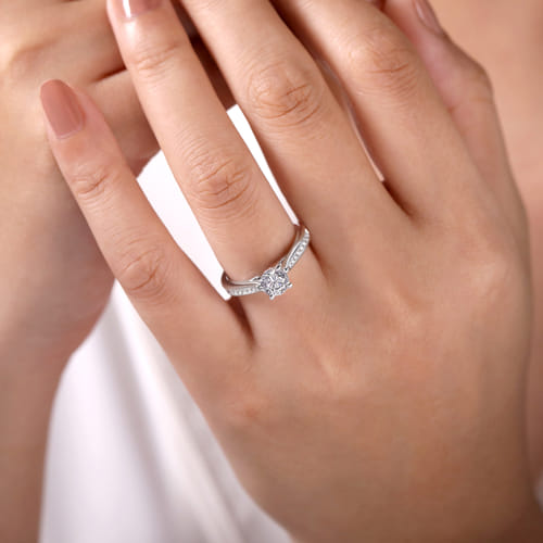 14K White Gold Round Diamond Channel Set Engagement Ring