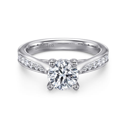 14K White Gold Round Diamond Channel Set Engagement Ring
