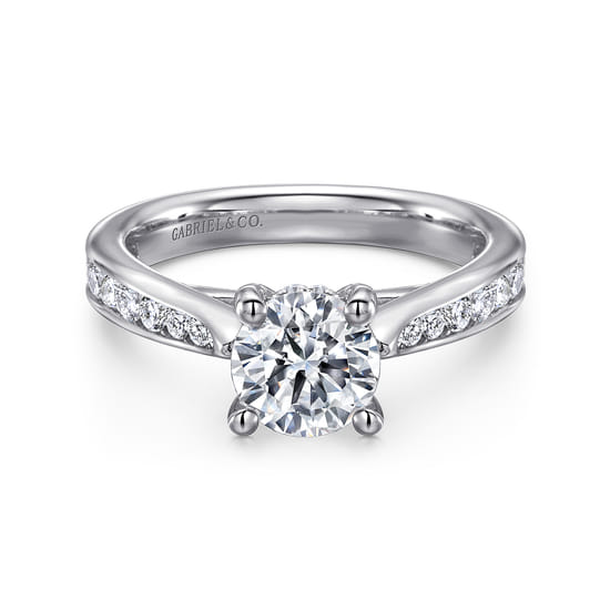 Gabriel - 14K White Gold Round Diamond Channel Set Engagement Ring