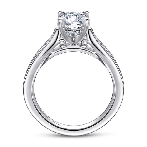 14K White Gold Round Diamond Channel Set Engagement Ring