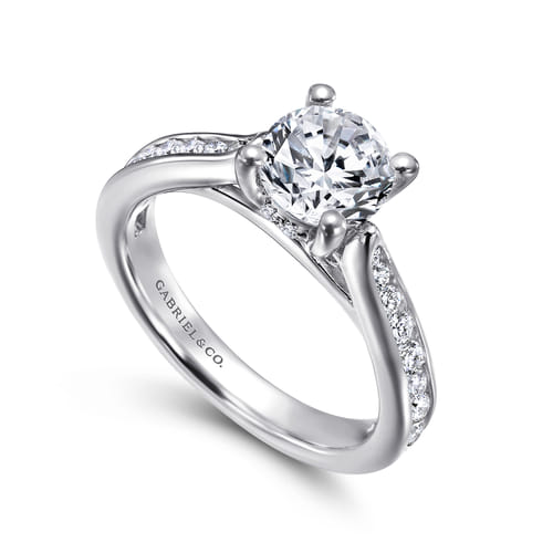 14K White Gold Round Diamond Channel Set Engagement Ring