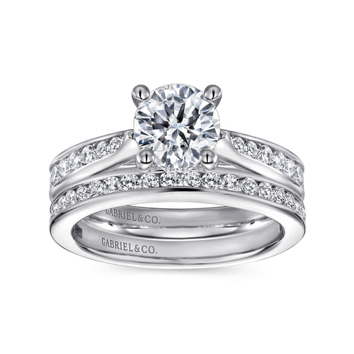 14K White Gold Round Diamond Channel Set Engagement Ring