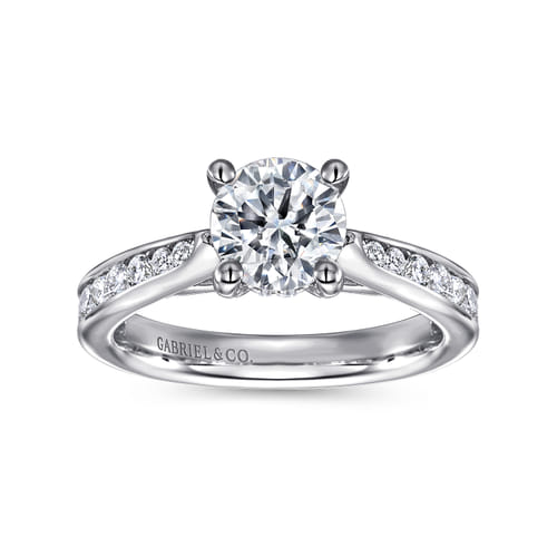 14K White Gold Round Diamond Channel Set Engagement Ring