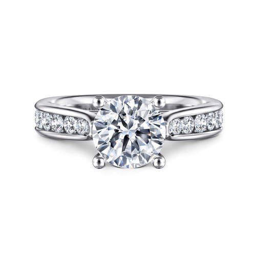 14K White Gold Round Diamond Channel Set Engagement Ring