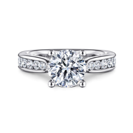 Gabriel - 14K White Gold Round Diamond Channel Set Engagement Ring