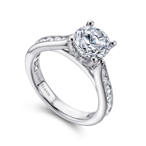 14K White Gold Round Diamond Channel Set Engagement Ring