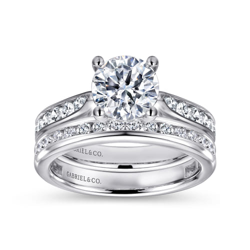 14K White Gold Round Diamond Channel Set Engagement Ring