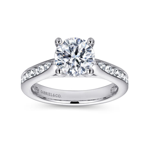 14K White Gold Round Diamond Channel Set Engagement Ring