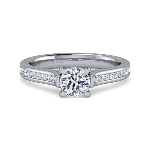 14K White Gold Round Diamond Channel Set Engagement Ring