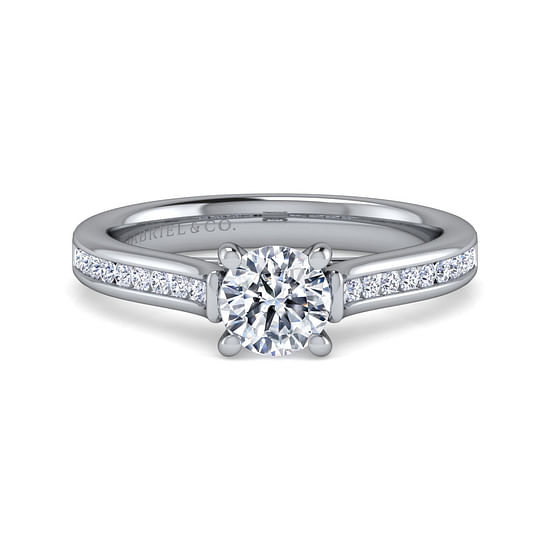 Gabriel - 14K White Gold Round Diamond Channel Set Engagement Ring