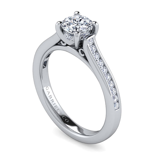 14K White Gold Round Diamond Channel Set Engagement Ring