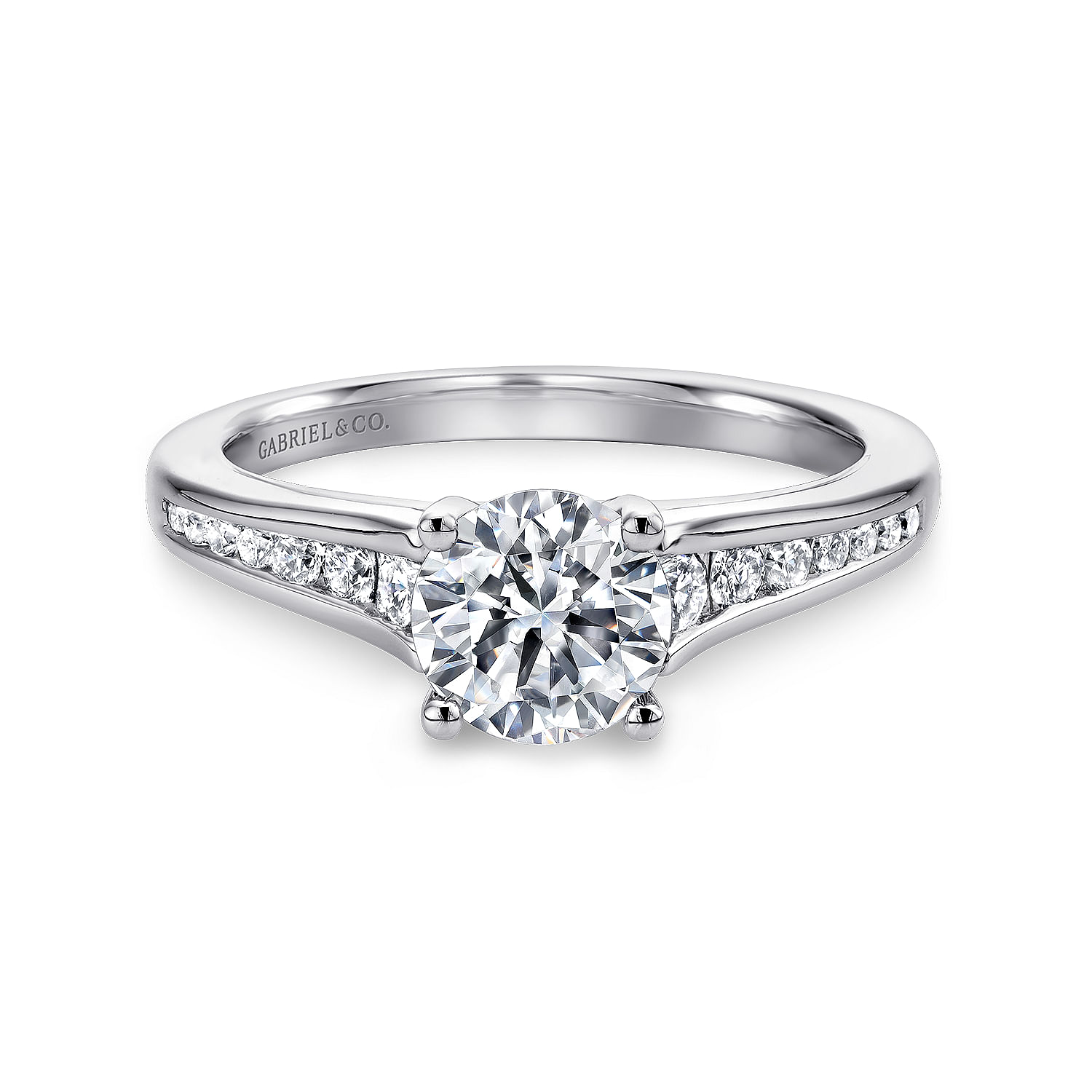 Gabriel - 14K White Gold Round Diamond Channel Set Engagement Ring