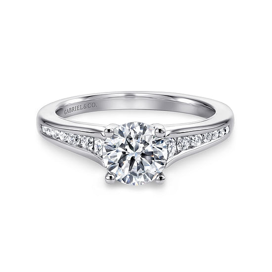 Gabriel - 14K White Gold Round Diamond Channel Set Engagement Ring