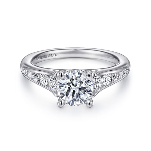 14K White Gold Round Diamond Channel Set Engagement Ring