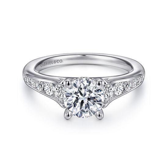 Gabriel - 14K White Gold Round Diamond Channel Set Engagement Ring