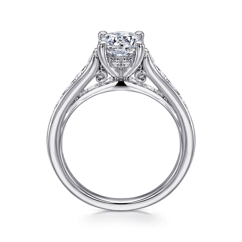 14K White Gold Round Diamond Channel Set Engagement Ring