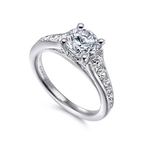 14K White Gold Round Diamond Channel Set Engagement Ring