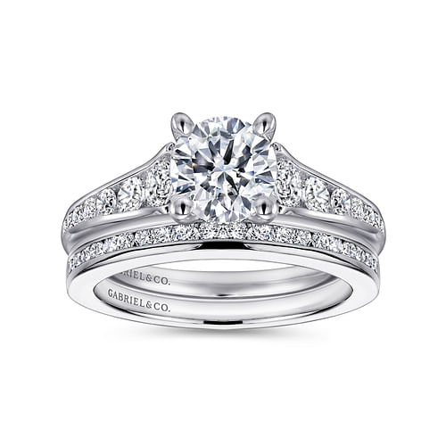 14K White Gold Round Diamond Channel Set Engagement Ring