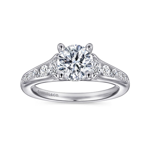 14K White Gold Round Diamond Channel Set Engagement Ring