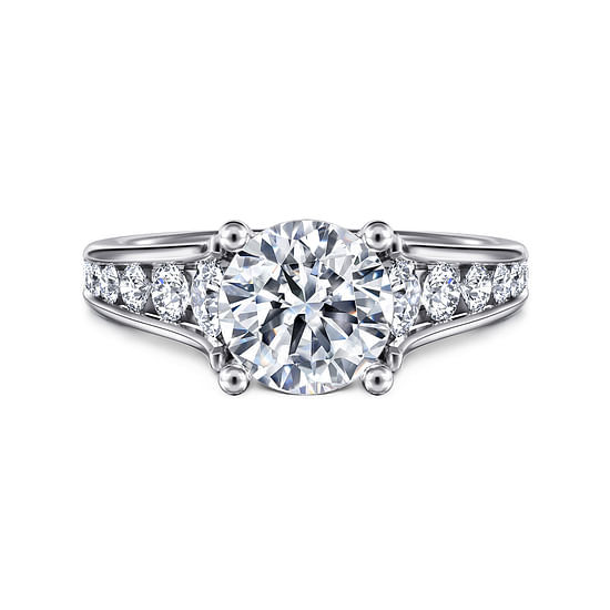 Gabriel - 14K White Gold Round Diamond Channel Set Engagement Ring