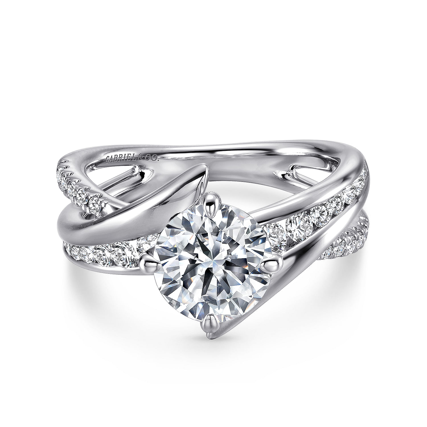 14K White Gold Round Diamond Channel Set Engagement Ring