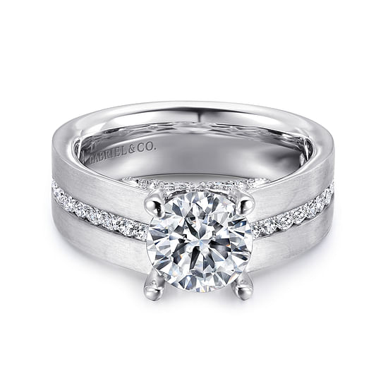 Gabriel - 14K White Gold Round Diamond Channel Set Engagement Ring