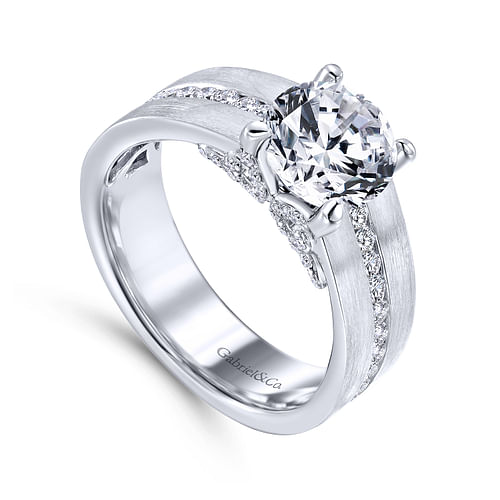 14K White Gold Round Diamond Channel Set Engagement Ring