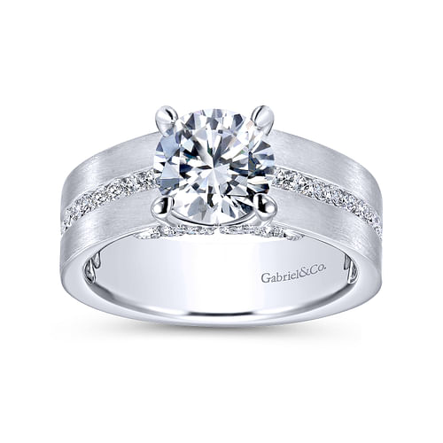 14K White Gold Round Diamond Channel Set Engagement Ring