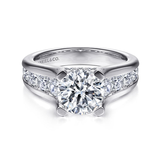 Gabriel - 14K White Gold Round Diamond Channel Set Engagement Ring