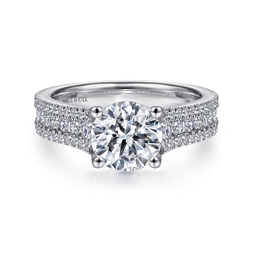 14K White Gold Round Diamond Channel Set Engagement Ring